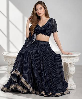BALCK LERIYA GEORGETTE FESTIVAL LEHENGA CHOLI SET 4