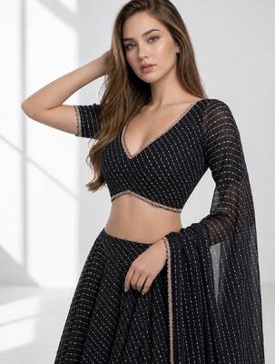 BALCK LERIYA GEORGETTE FESTIVAL LEHENGA CHOLI SET 5