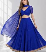BLUE LERIYA GEORGETTE FESTIVAL LEHENGA CHOLI SET