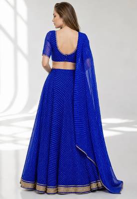 BLUE LERIYA GEORGETTE FESTIVAL LEHENGA CHOLI SET 2
