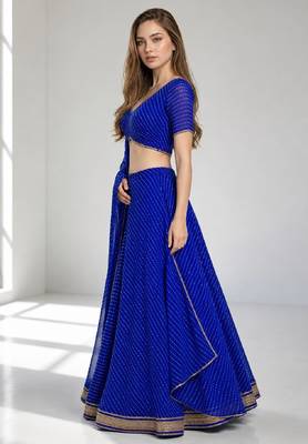 BLUE LERIYA GEORGETTE FESTIVAL LEHENGA CHOLI SET 3