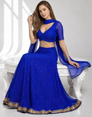 BLUE LERIYA GEORGETTE FESTIVAL LEHENGA CHOLI SET 4