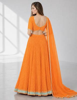 ORANGE LERIYA GEORGETTE FESTIVAL LEHENGA CHOLI SET 2