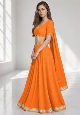 ORANGE LERIYA GEORGETTE FESTIVAL LEHENGA CHOLI SET 3