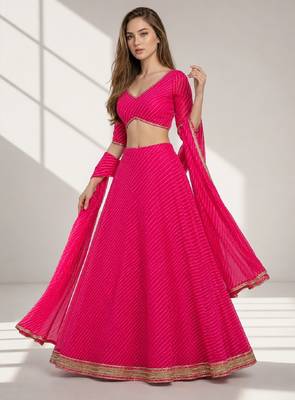 PINK LERIYA GEORGETTE FESTIVAL LEHENGA CHOLI SET 1