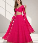 PINK LERIYA GEORGETTE FESTIVAL LEHENGA CHOLI SET