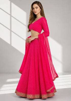 PINK LERIYA GEORGETTE FESTIVAL LEHENGA CHOLI SET 3