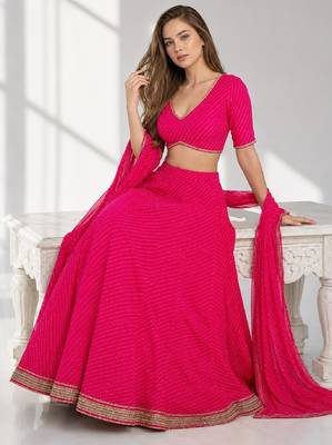 PINK LERIYA GEORGETTE FESTIVAL LEHENGA CHOLI SET 4