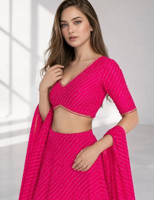 PINK LERIYA GEORGETTE FESTIVAL LEHENGA CHOLI SET 5