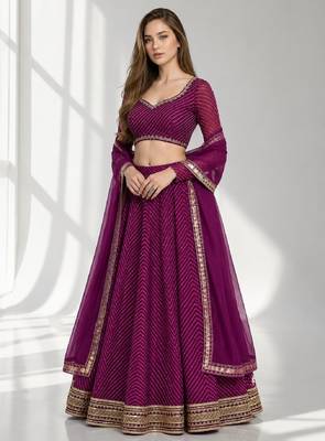 PURPLE LERIYA GEORGETTE FESTIVAL LEHENGA CHOLI SET 1