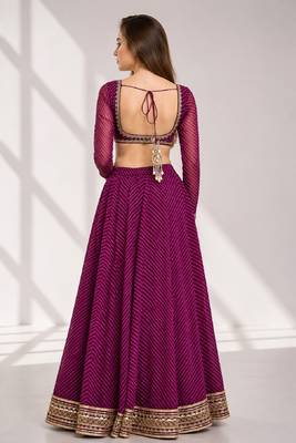 PURPLE LERIYA GEORGETTE FESTIVAL LEHENGA CHOLI SET 2