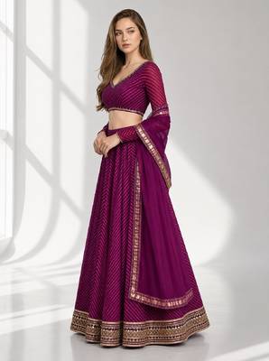 PURPLE LERIYA GEORGETTE FESTIVAL LEHENGA CHOLI SET 3