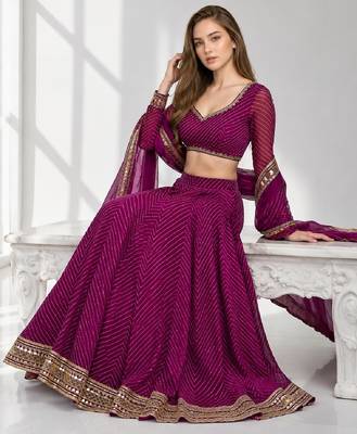 PURPLE LERIYA GEORGETTE FESTIVAL LEHENGA CHOLI SET 4