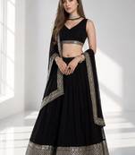 BLACK SEQUINS WORK GEORGETTE FESTIVAL LEHENGA CHOLI SET