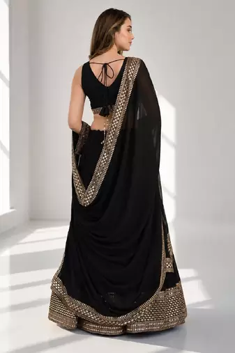 BLACK SEQUINS WORK GEORGETTE FESTIVAL LEHENGA CHOLI SET
