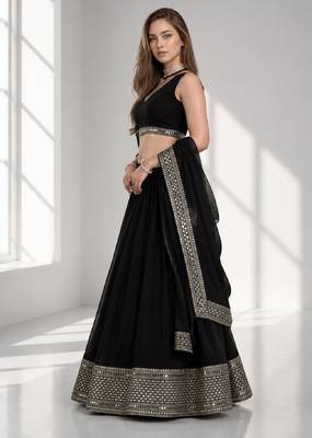 BLACK SEQUINS WORK GEORGETTE FESTIVAL LEHENGA CHOLI SET 3