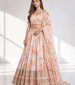 WHITE SEQUINS & EMBROIDERY ORGANZA FESTIVAL LEHENGA CHOLI SET