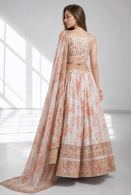WHITE SEQUINS & EMBROIDERY ORGANZA FESTIVAL LEHENGA CHOLI SET 2