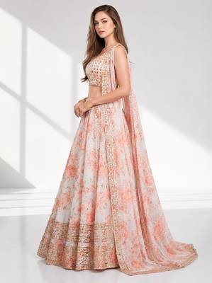 WHITE SEQUINS & EMBROIDERY ORGANZA FESTIVAL LEHENGA CHOLI SET 3