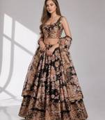 BLACK SEQUINS & EMBROIDERY ORGANZA FESTIVAL LEHENGA CHOLI SET