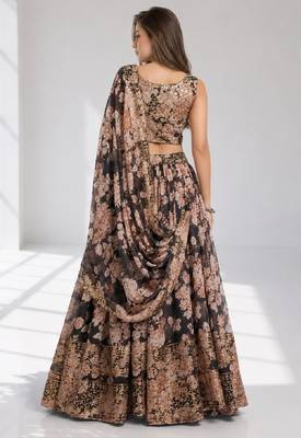 BLACK SEQUINS & EMBROIDERY ORGANZA FESTIVAL LEHENGA CHOLI SET 2