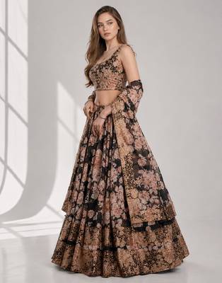 BLACK SEQUINS & EMBROIDERY ORGANZA FESTIVAL LEHENGA CHOLI SET 3