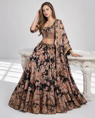 BLACK SEQUINS & EMBROIDERY ORGANZA FESTIVAL LEHENGA CHOLI SET 4