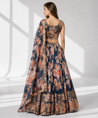 DOVE BLUE SEQUINS & EMBROIDERY ORGANZA FESTIVAL LEHENGA CHOLI SET 2