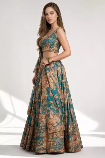 RAMA SEQUINS & EMBROIDERY ORGANZA FESTIVAL LEHENGA CHOLI SET