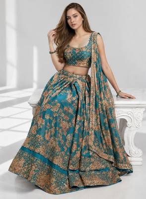 RAMA SEQUINS & EMBROIDERY ORGANZA FESTIVAL LEHENGA CHOLI SET 4