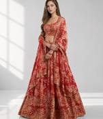 RED SEQUINS & EMBROIDERY ORGANZA FESTIVAL LEHENGA CHOLI SET
