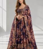PURPLE SEQUINS & EMBROIDERY ORGANZA FESTIVAL LEHENGA CHOLI SET
