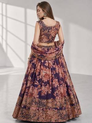 PURPLE SEQUINS & EMBROIDERY ORGANZA FESTIVAL LEHENGA CHOLI SET 2