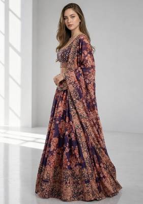 PURPLE SEQUINS & EMBROIDERY ORGANZA FESTIVAL LEHENGA CHOLI SET 3