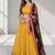 YELLOW BLACK THREAD EMBROIDERED GEORGETTE FESTIVAL LEHENGA CHOLI SET