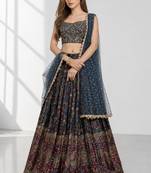 BLUE SEQUINS & EMBROIDERED CHINNON FESTIVAL LEHENGA CHOLI SET