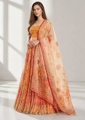 SKY BLUE SEQUINS & EMBROIDERED ORGANZA FESTIVAL LEHENGA CHOLI SET 1