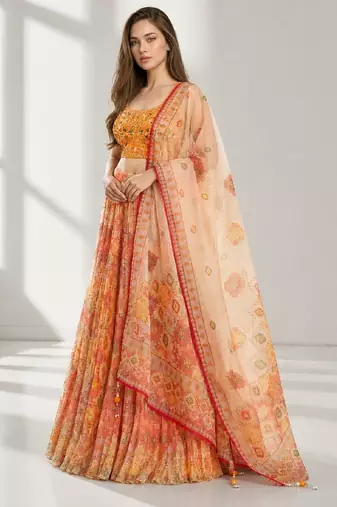 SKY BLUE SEQUINS & EMBROIDERED ORGANZA FESTIVAL LEHENGA CHOLI SET
