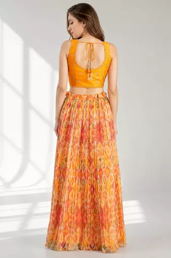 SKY BLUE SEQUINS & EMBROIDERED ORGANZA FESTIVAL LEHENGA CHOLI SET