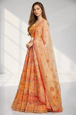 SKY BLUE SEQUINS & EMBROIDERED ORGANZA FESTIVAL LEHENGA CHOLI SET 3
