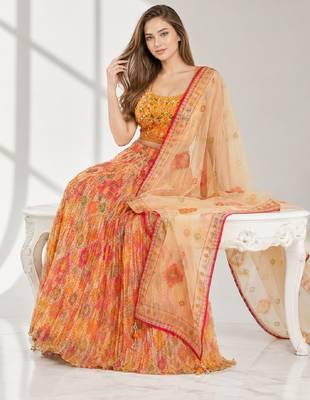 SKY BLUE SEQUINS & EMBROIDERED ORGANZA FESTIVAL LEHENGA CHOLI SET 4
