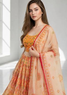 SKY BLUE SEQUINS & EMBROIDERED ORGANZA FESTIVAL LEHENGA CHOLI SET 5