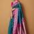 peacock blue soft satin contrast border festival wear saree