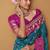 peacock blue soft satin contrast border festival wear saree