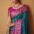 peacock blue soft satin contrast border festival wear saree