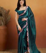 Mirror work border tissue ready to wear designer saree