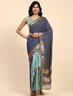 Striped woven design leheriya zari ready to wear designer saree 1