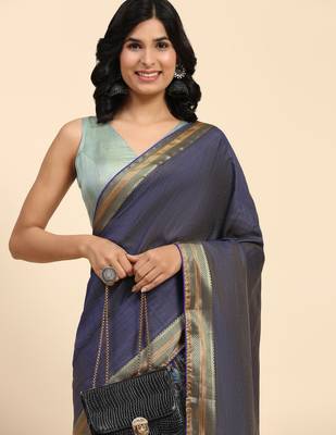 Striped woven design leheriya zari ready to wear designer saree 5