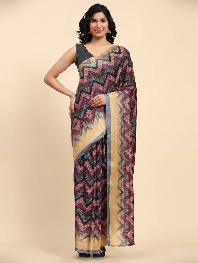 Chevron printed ready to wear designer saree