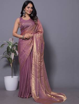 Purple Zari woven Saree with blouse 1